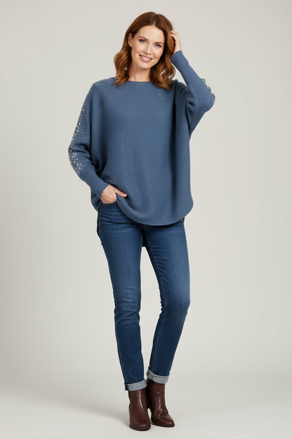 Pearl Diamante Sleeve Jumper
