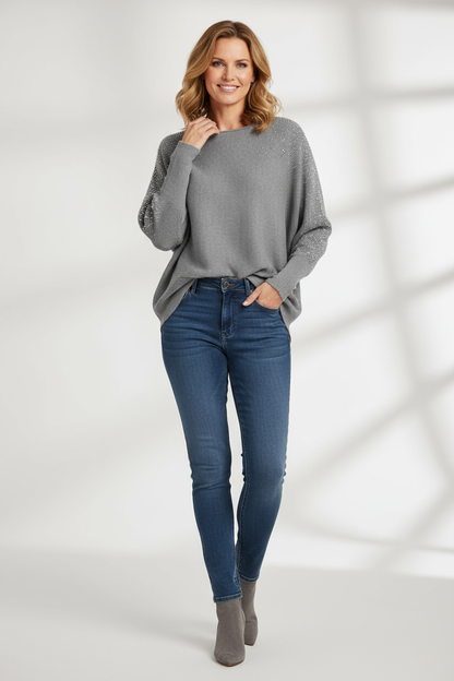 Pearl Diamante Sleeve Jumper