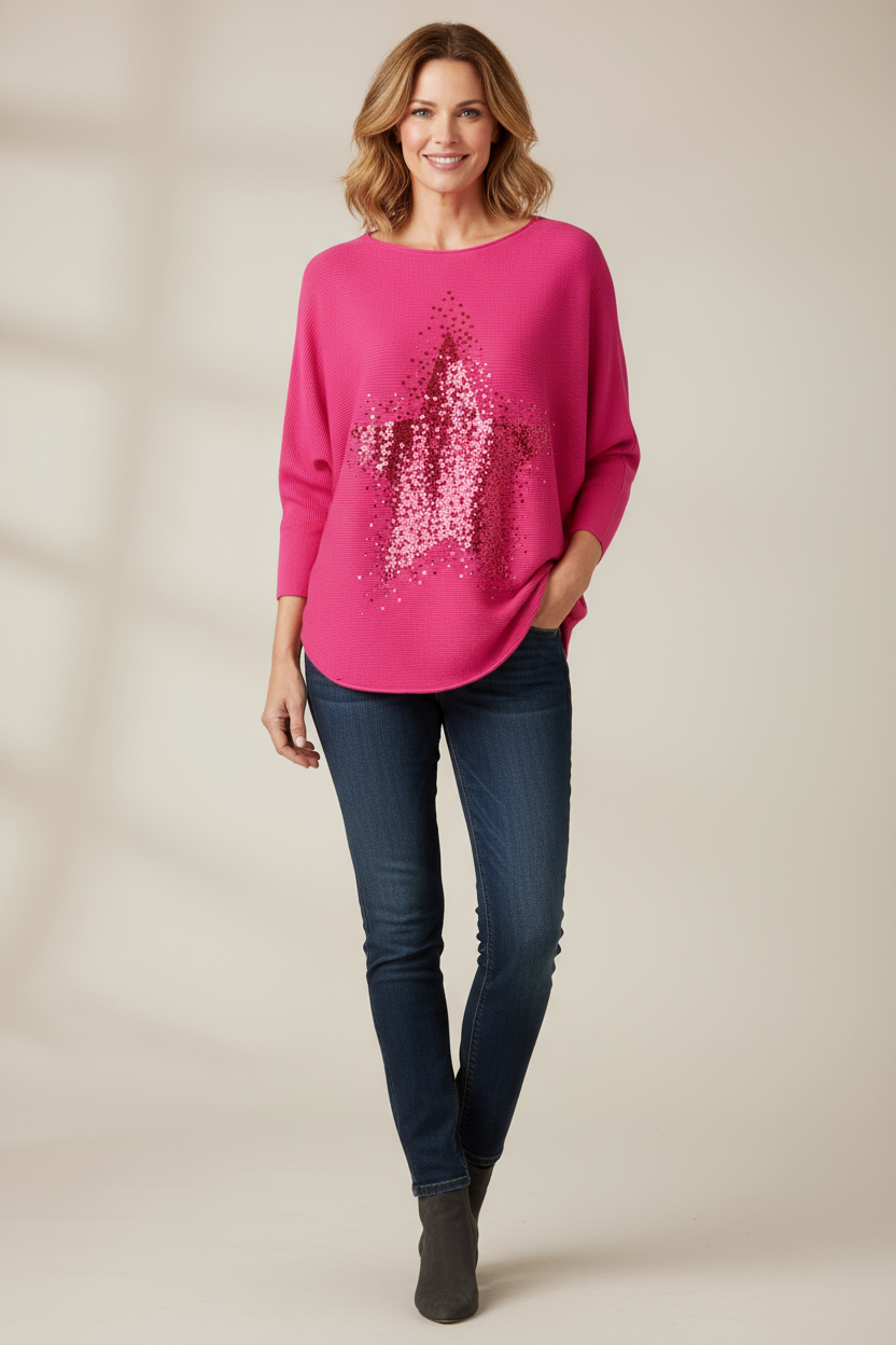 Sequin Star Ribbed Jumper