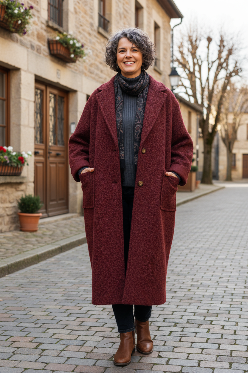 Collar 2 Button Textured Coat