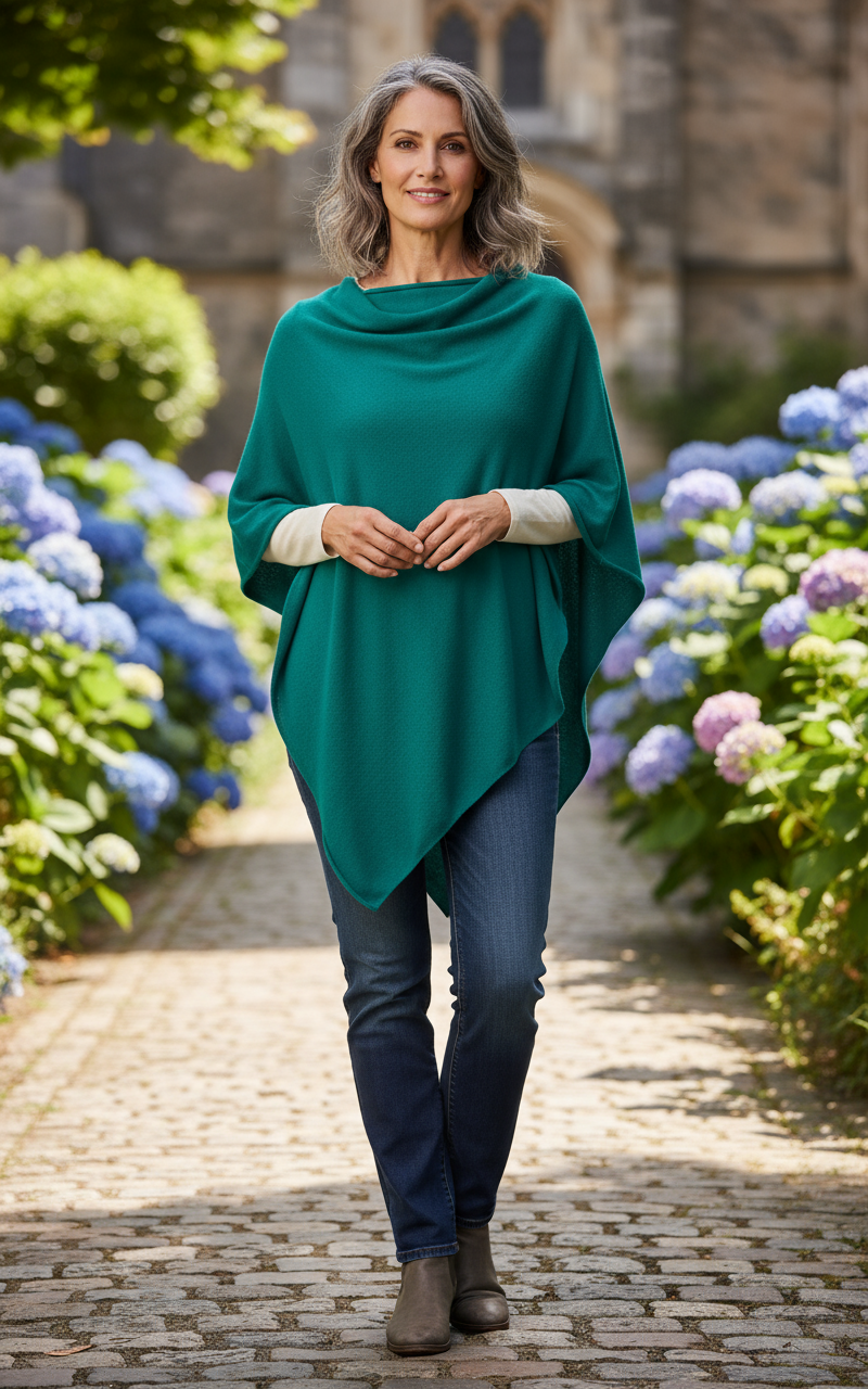 Asymmetric Alpaca Wool Poncho