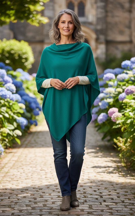 Asymmetric Alpaca Wool Poncho