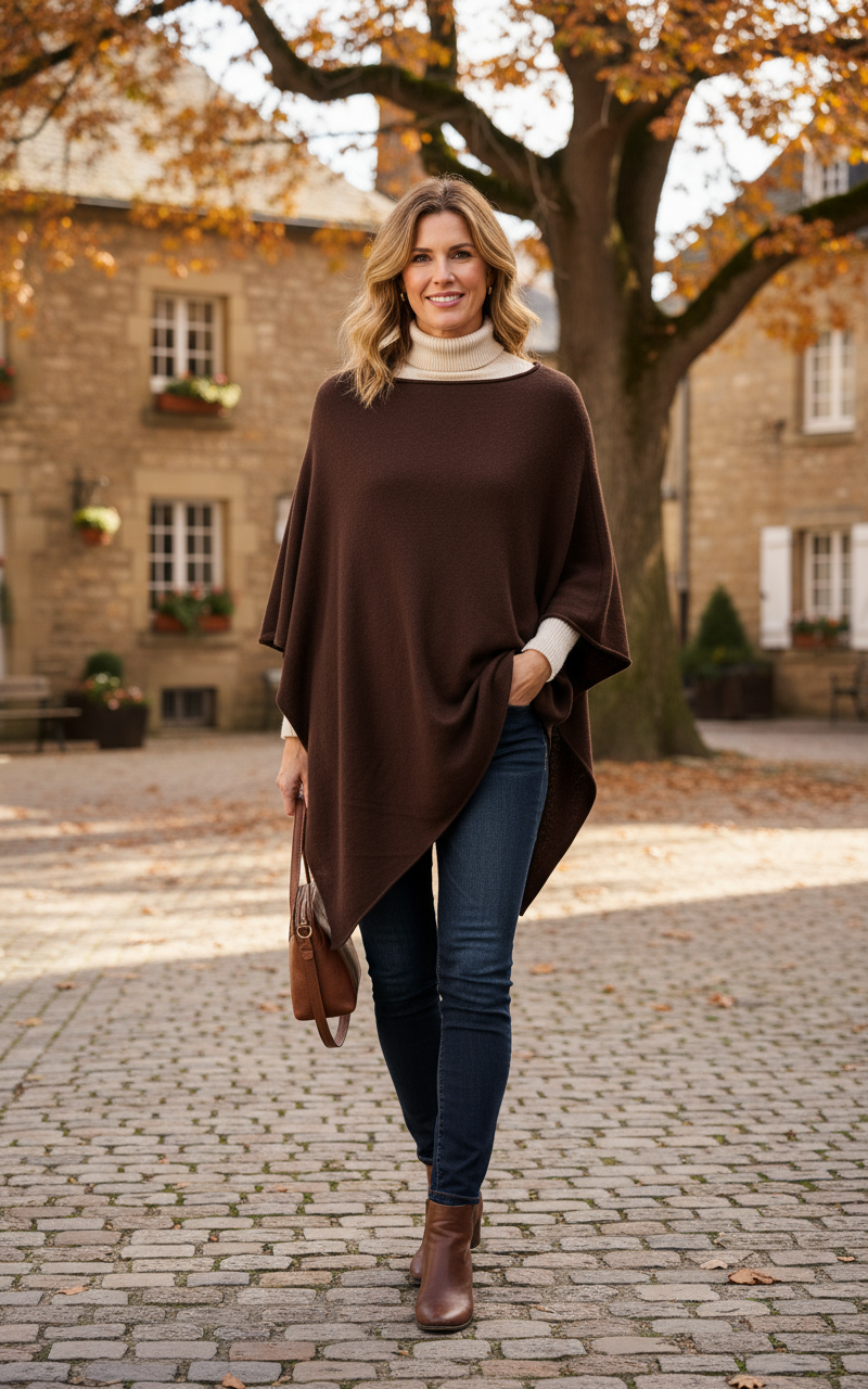 Asymmetric Alpaca Wool Poncho