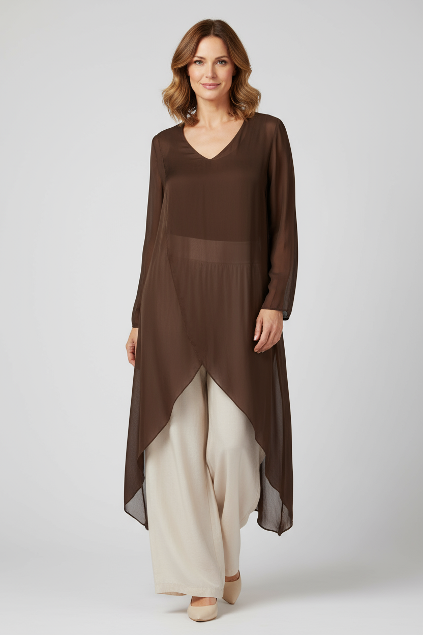 Crossover Asymmetric Silk Tunic