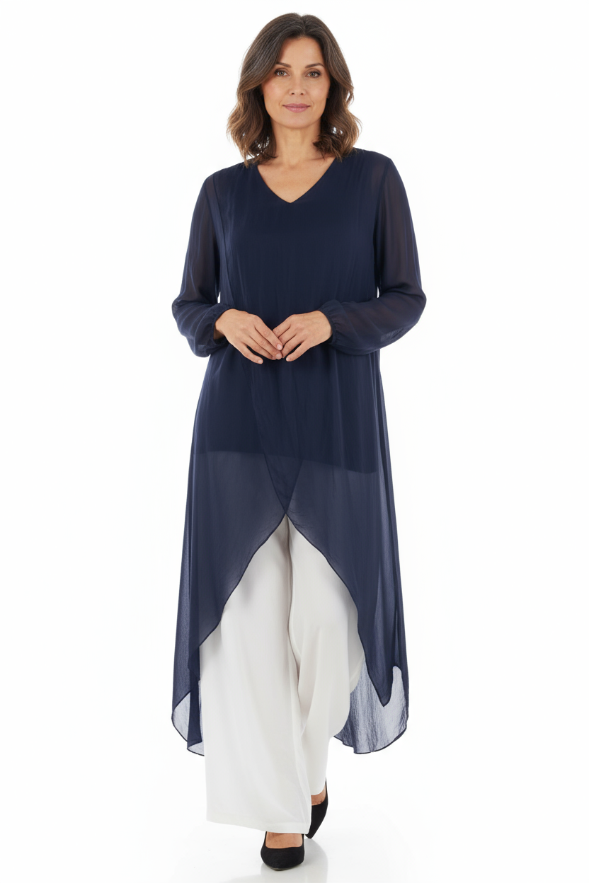 Crossover Asymmetric Silk Tunic
