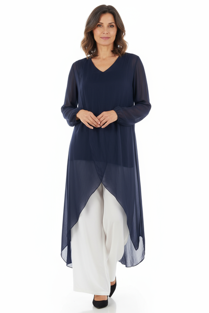 Crossover Asymmetric Silk Tunic
