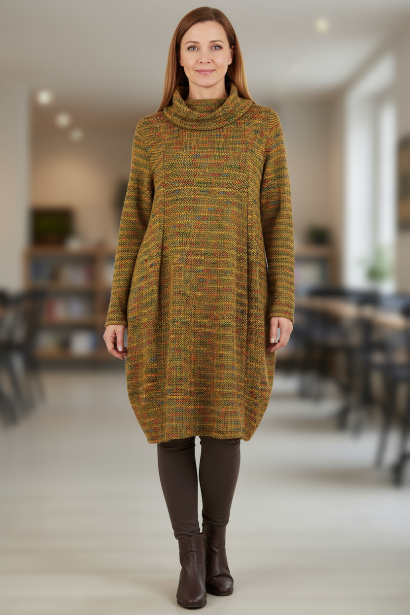 Cowl Neck Fleck Dress