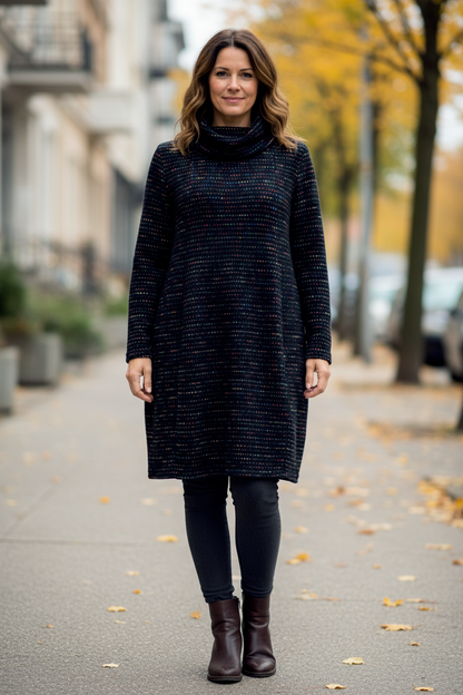 Cowl Neck Fleck Dress
