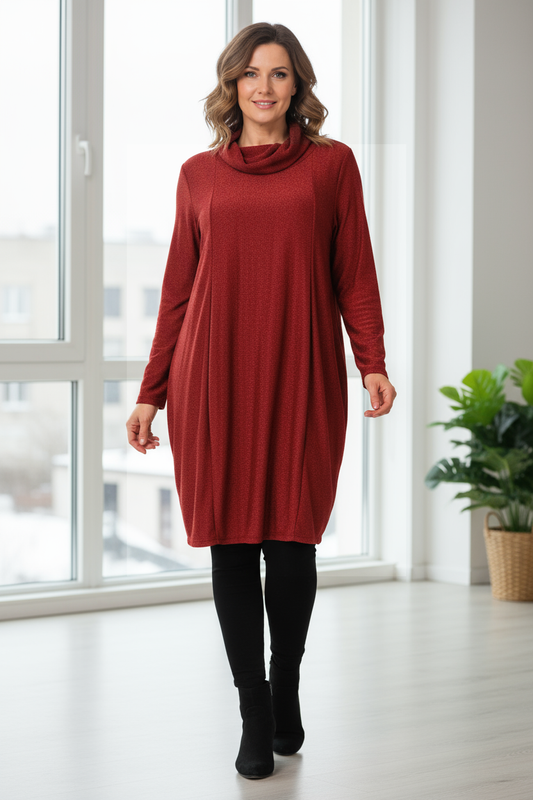 Cowl Neck Lurex Dress