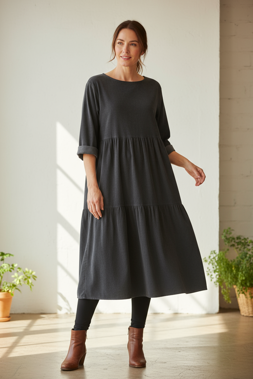 Corduroy Tiered Midi