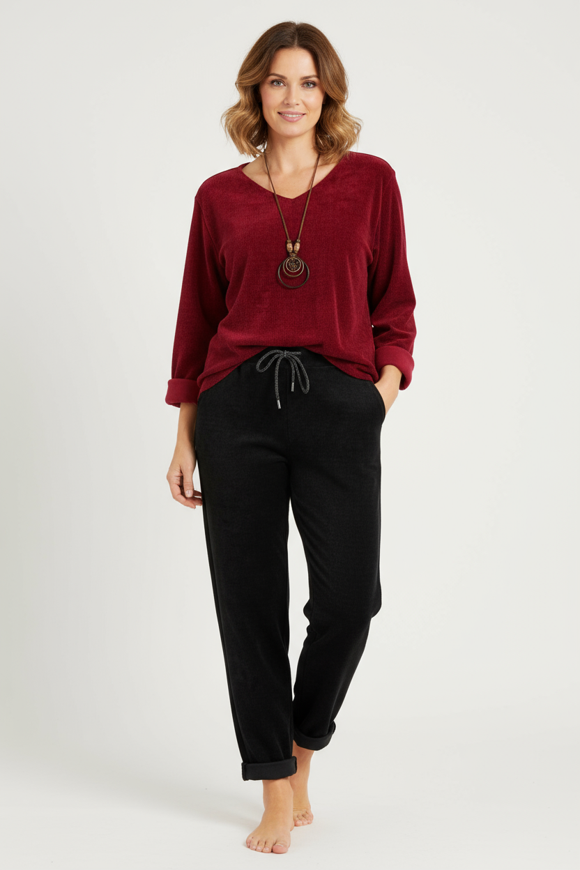 V Neck Chenille Necklace Top