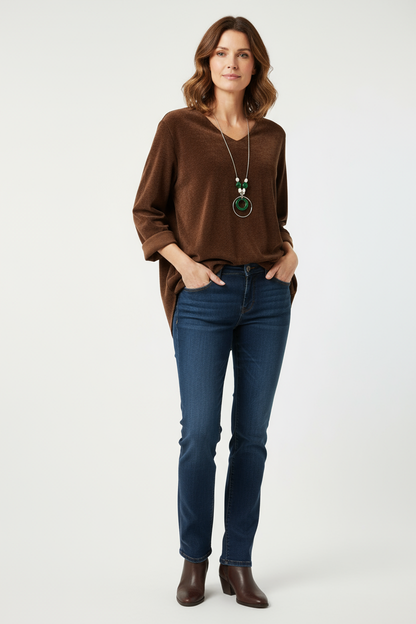 V Neck Chenille Necklace Top