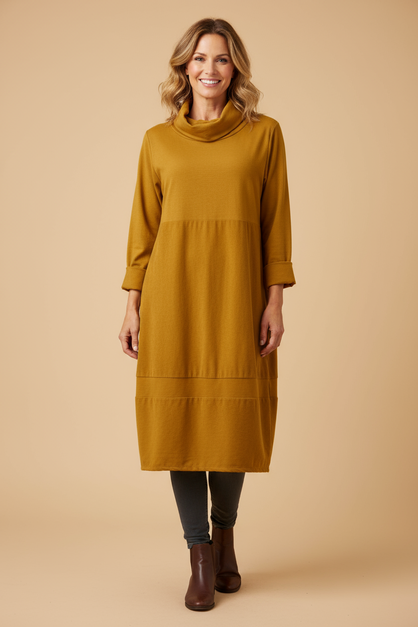 Cowl Corduroy Panel Midi