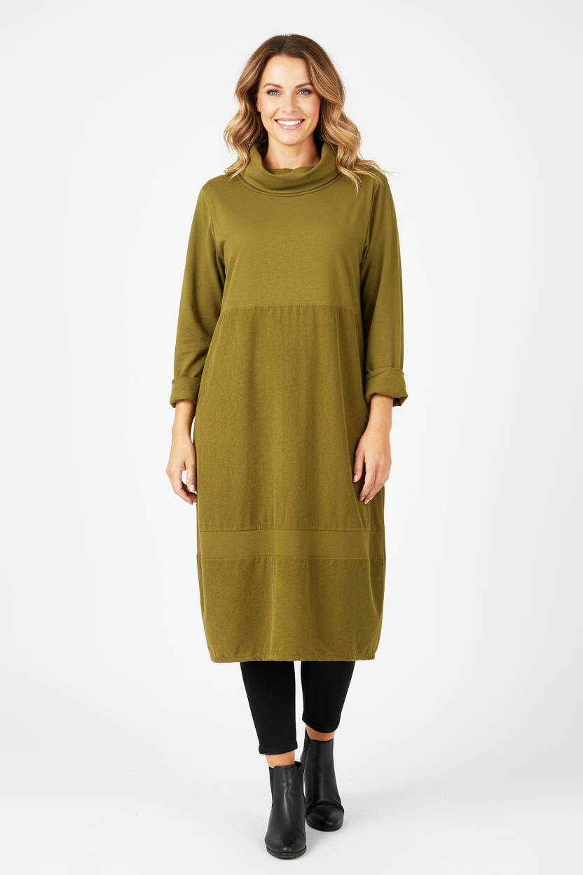 Cowl Corduroy Panel Midi