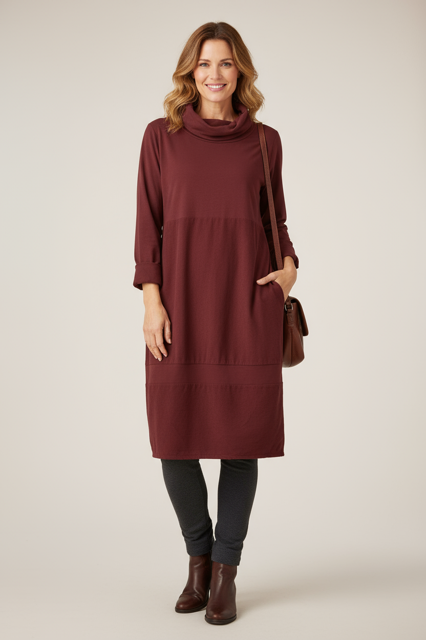 Cowl Corduroy Panel Midi