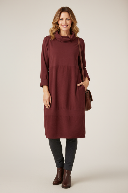 Cowl Corduroy Panel Midi