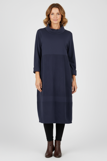 Cowl Corduroy Panel Midi