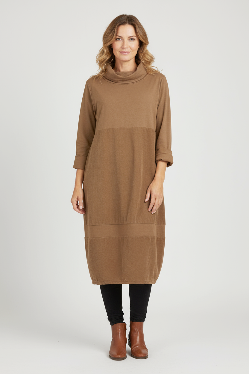 Cowl Corduroy Panel Midi