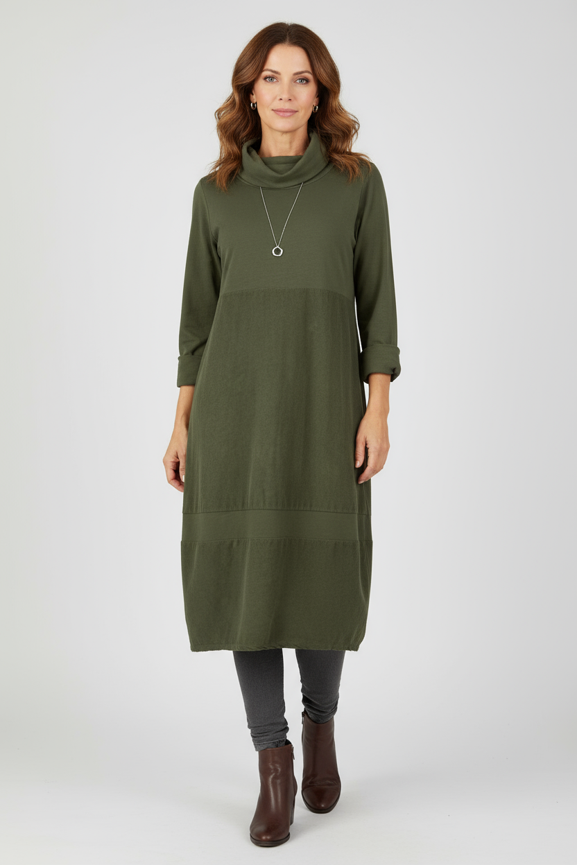 Cowl Corduroy Panel Midi