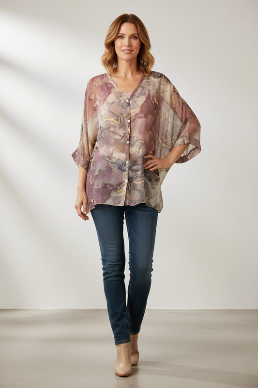 Marble Print Silk Shirt