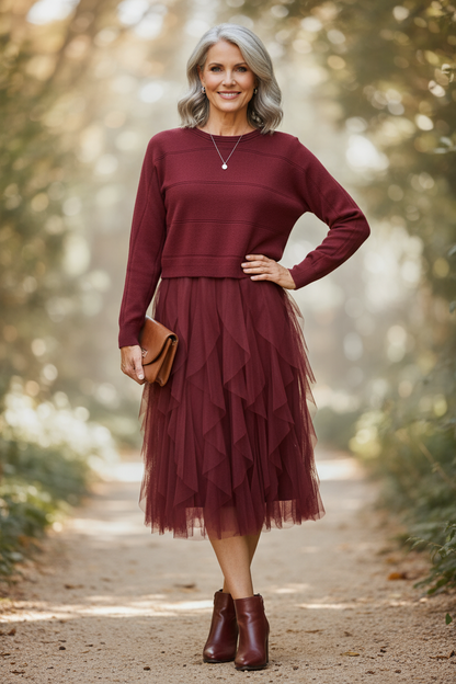 2 Piece Knit Jumper Ruffle Dress