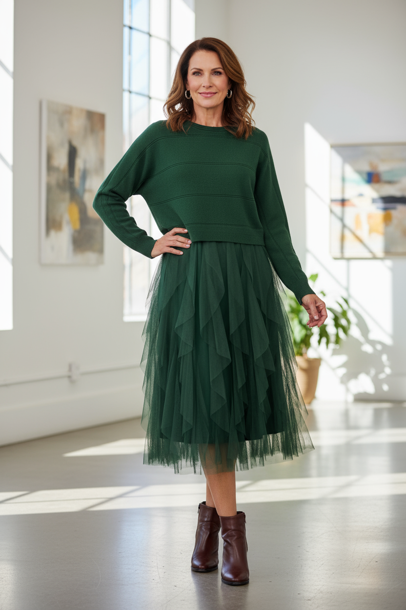 2 Piece Knit Jumper Ruffle Dress