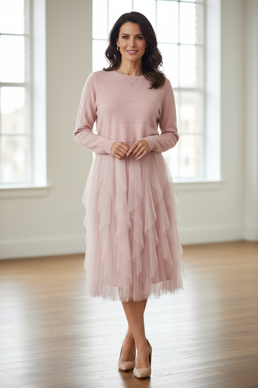 2 Piece Knit Jumper Ruffle Dress