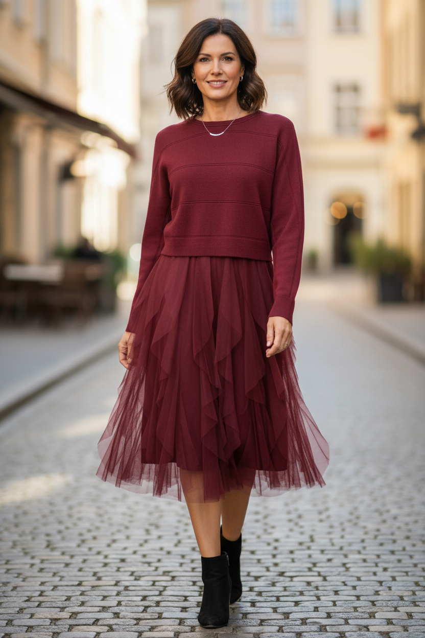 2 Piece Knit Jumper Ruffle Dress