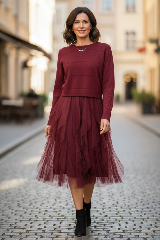 2 Piece Knit Jumper Ruffle Dress