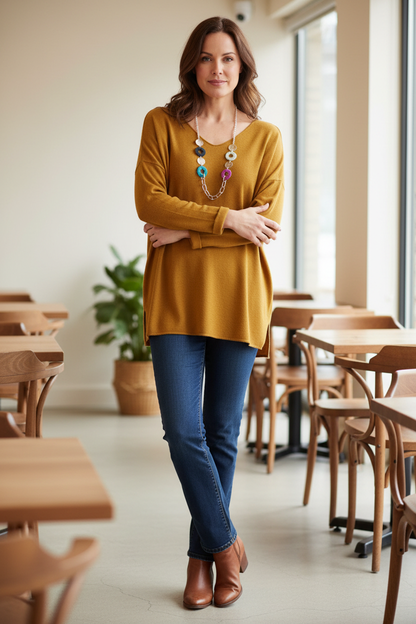 V Neck Soft Knit Necklace Jumper