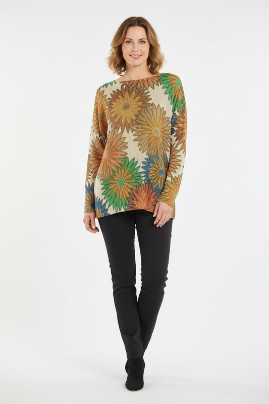 Floral Print Fine Knit Jumper