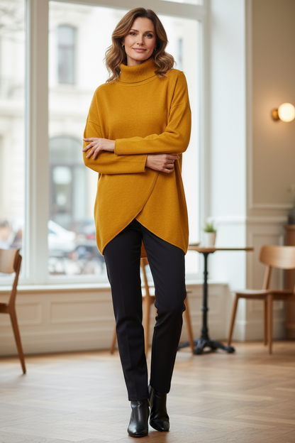 Polo Neck Flap Front Jumper