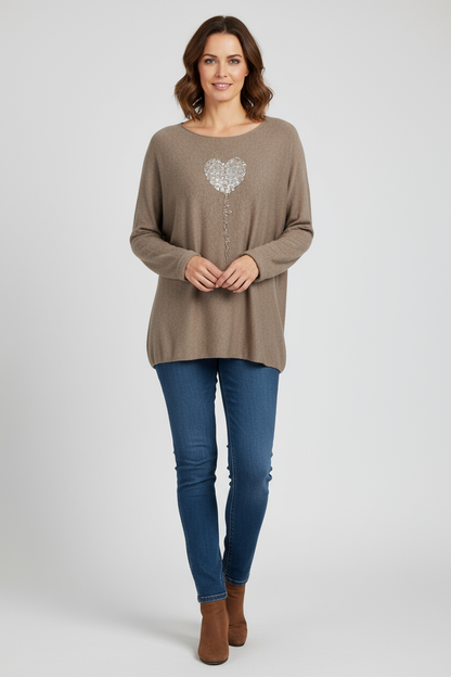 Sequin Heart Soft Knit Jumper