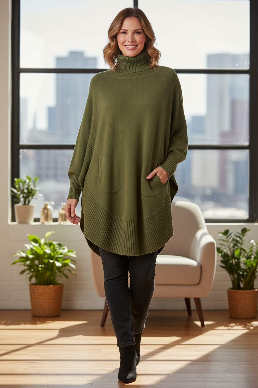 Polo Neck Scoop Jumper