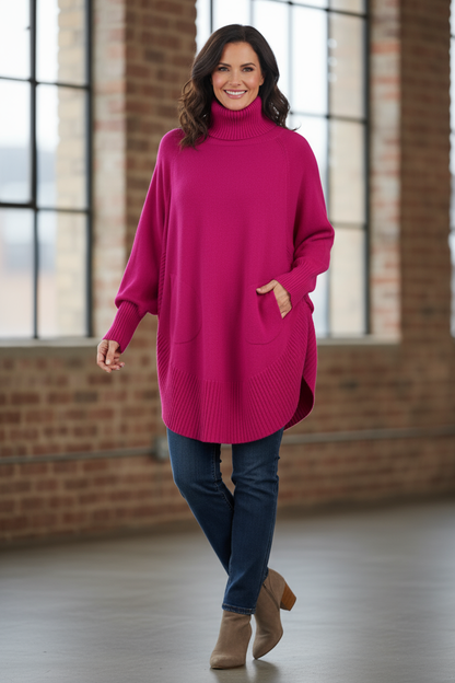 Polo Neck Scoop Jumper