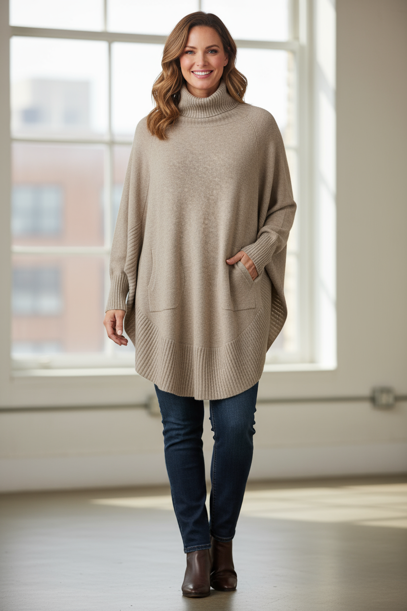 Polo Neck Scoop Jumper