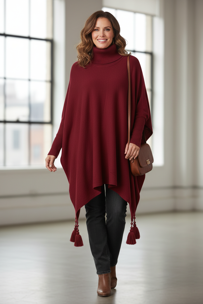 Polo Neck Tassel Jumper