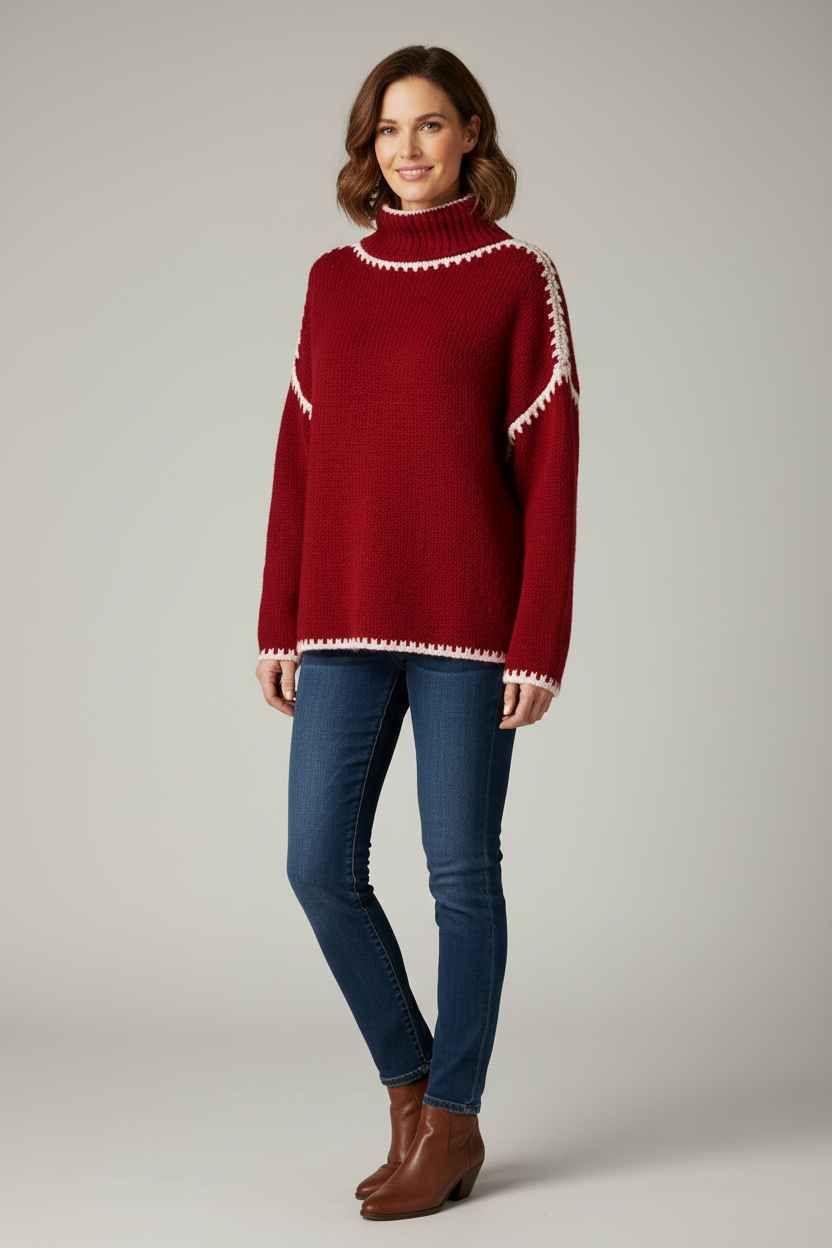 Stitch Detail Wool Jumper