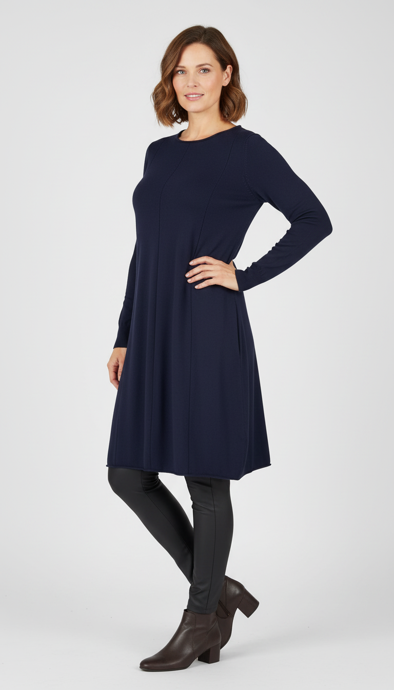 2 Pocket Panel Detail Knit Dress