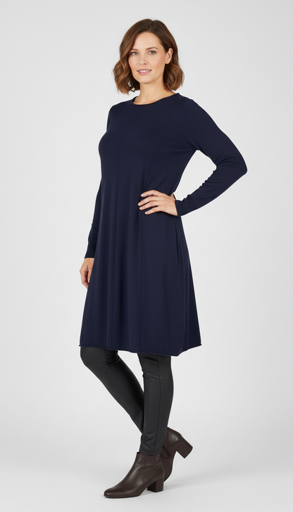 2 Pocket Panel Detail Knit Dress