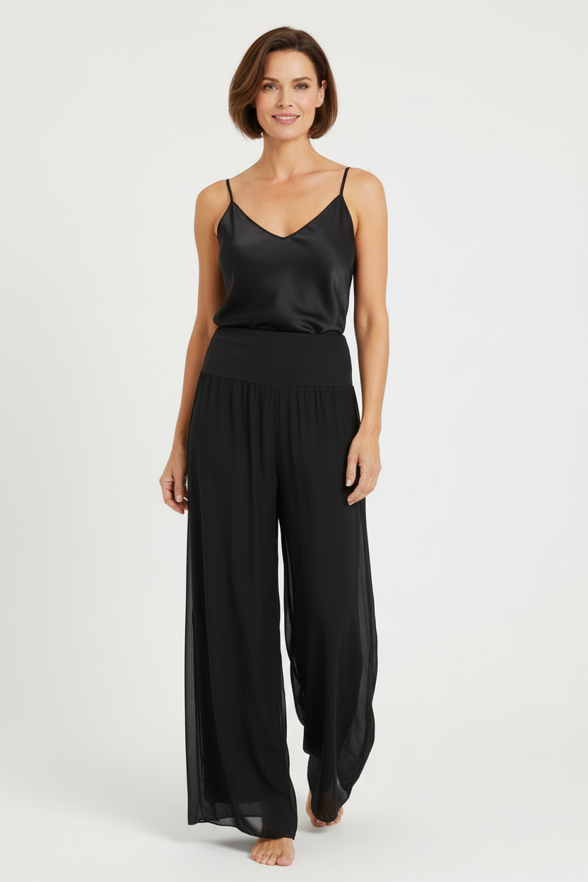 Wide Leg Silk Trouser