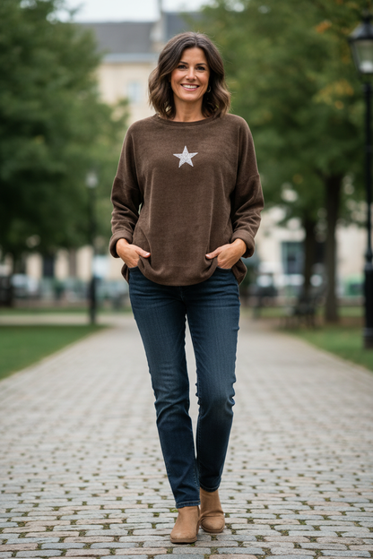 Star Detail Chenille Top