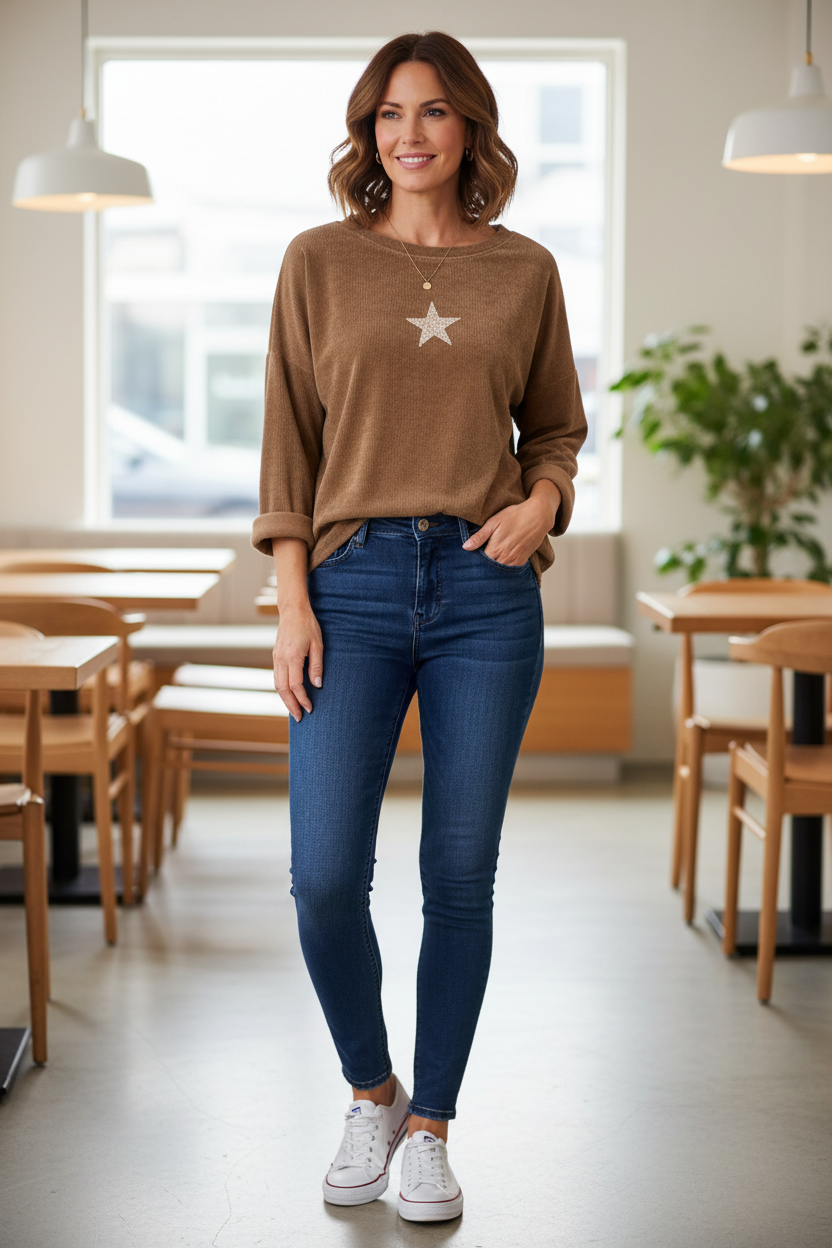 Star Detail Chenille Top