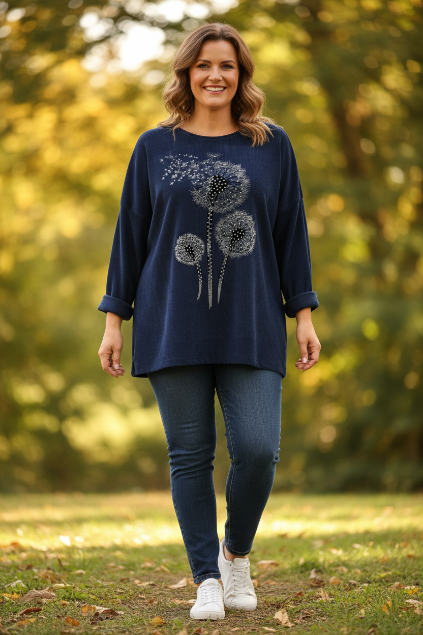 Dandelion Print Chenille Top