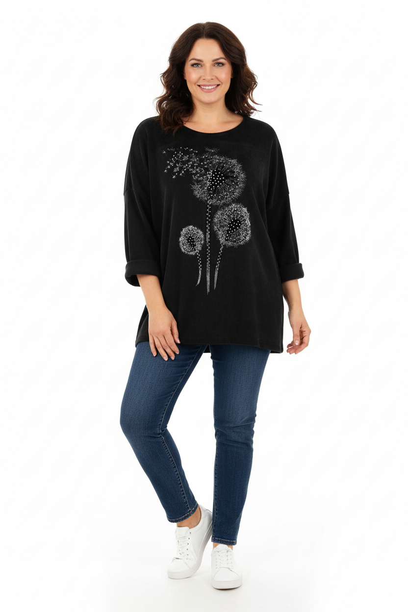 Dandelion Print Chenille Top