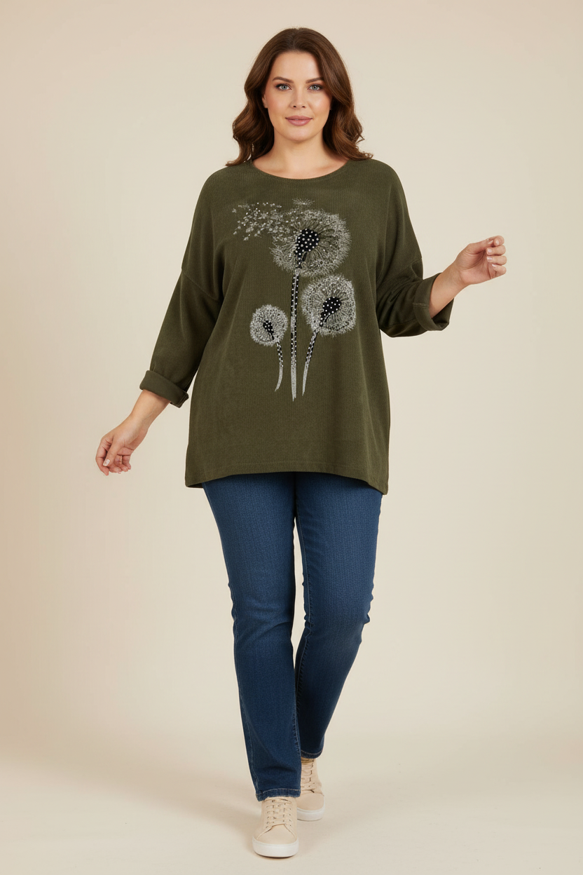 Dandelion Print Chenille Top