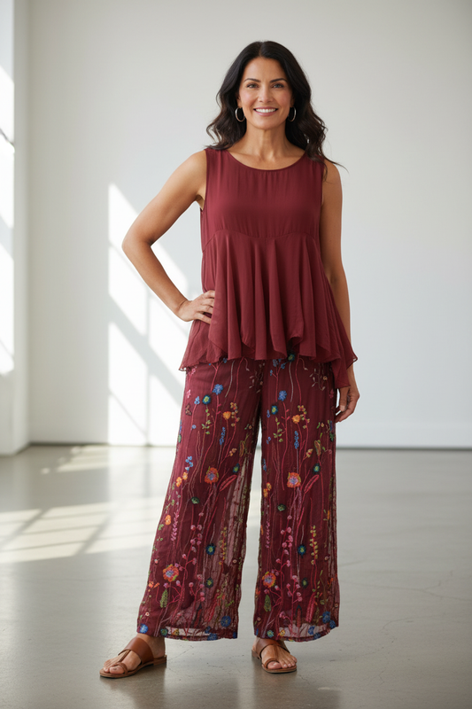 Sleeveless Swing Silk Top