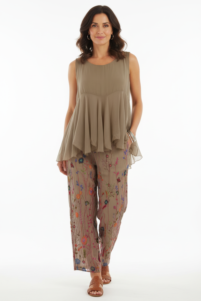 Sleeveless Swing Silk Top