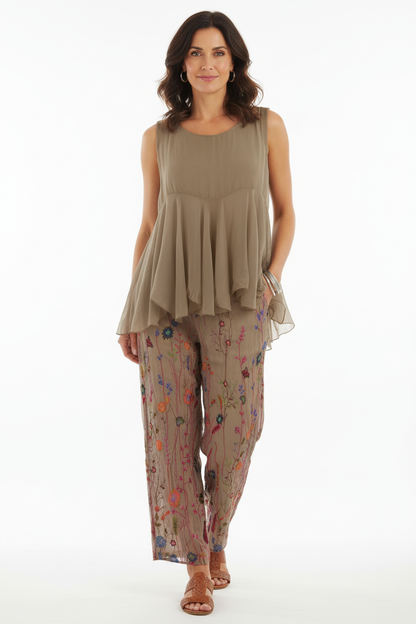 Sleeveless Swing Silk Top