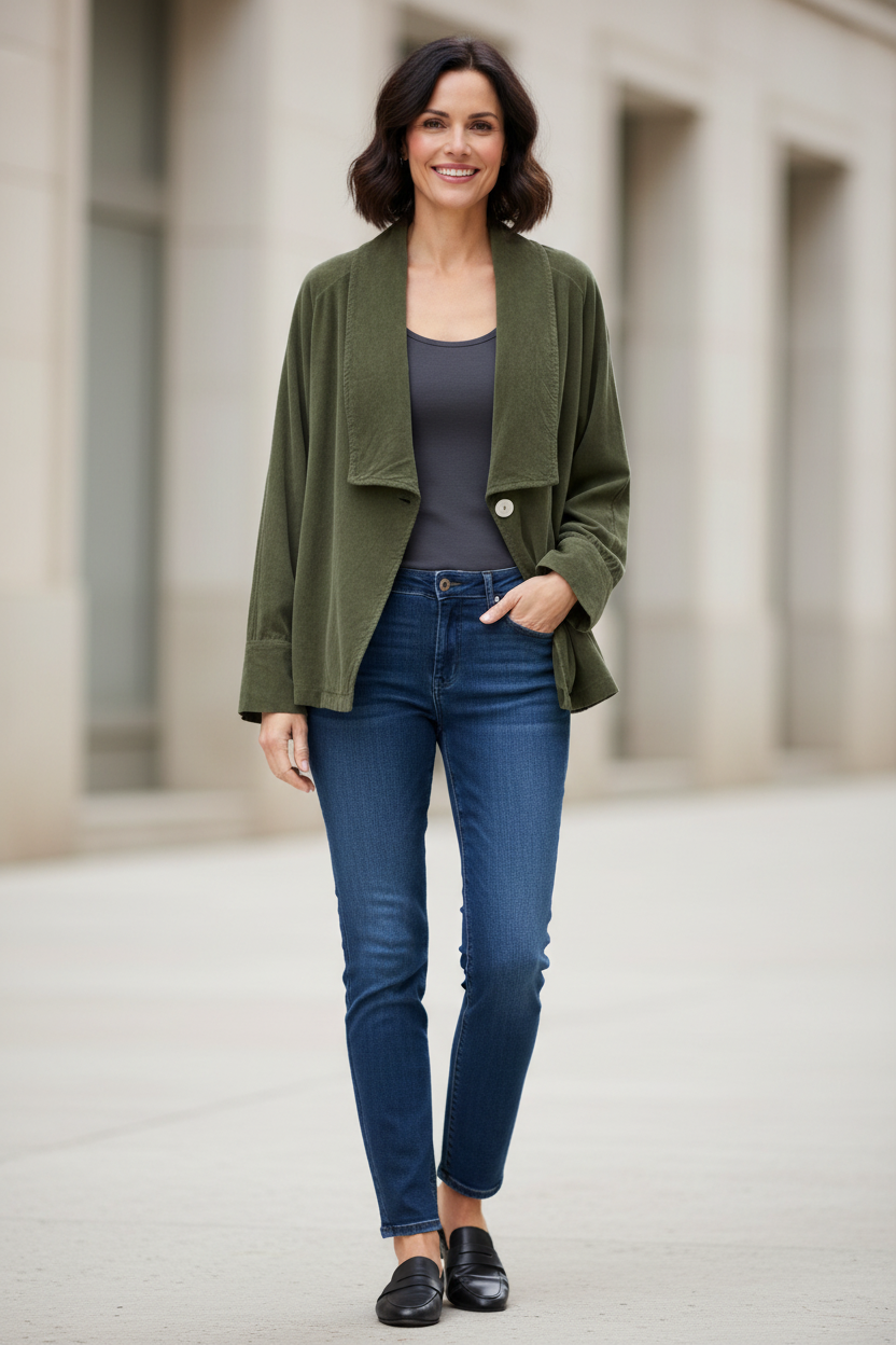 One Button Corduroy Jacket